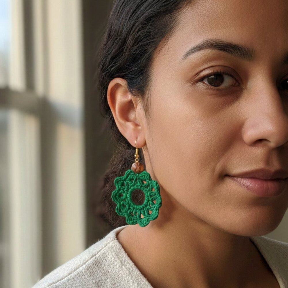 Handmade Crochet Earrings  Sun Design New